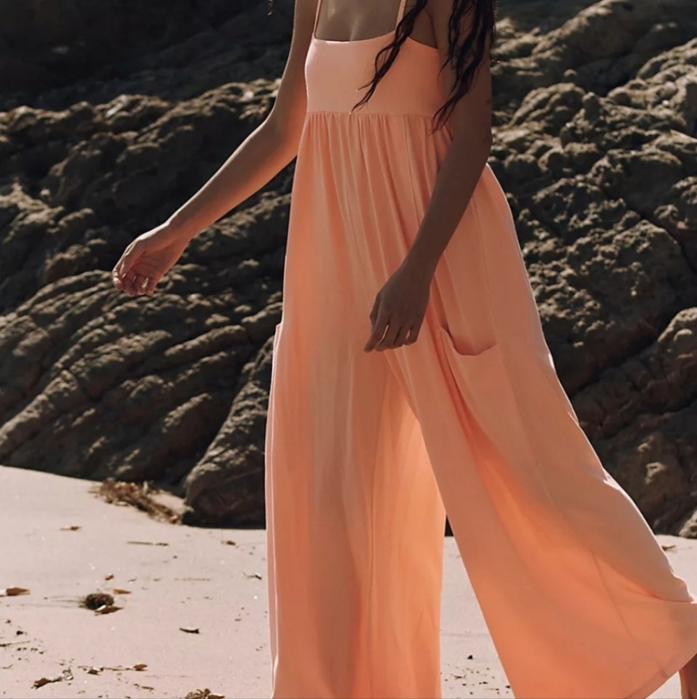 New Free People Hot Shot Strappy Onesie XS Orange Peach Jumpsuit FP Movement NWT - Picture 7 of 14
